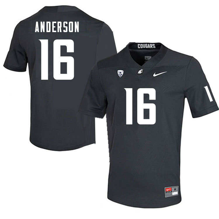 Men #16 Justin Anderson Washington Cougars College Football Jerseys Sale-Charcoal